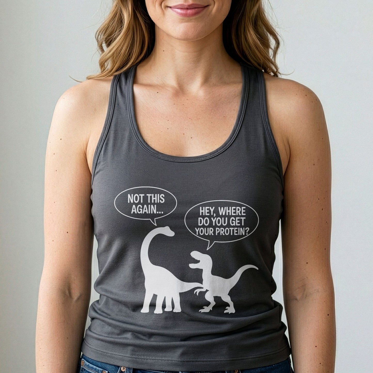 Where Do You Get Protein Tank Top Funny Vegan Dino Shirt