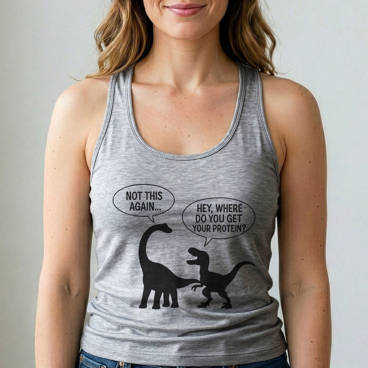 Where Do You Get Protein Tank Top Funny Vegan Dino Shirt