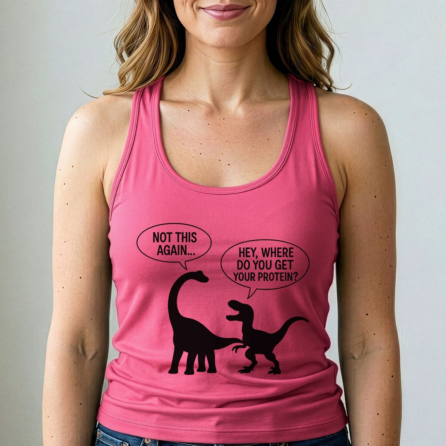 Where Do You Get Protein Tank Top Funny Vegan Dino Shirt