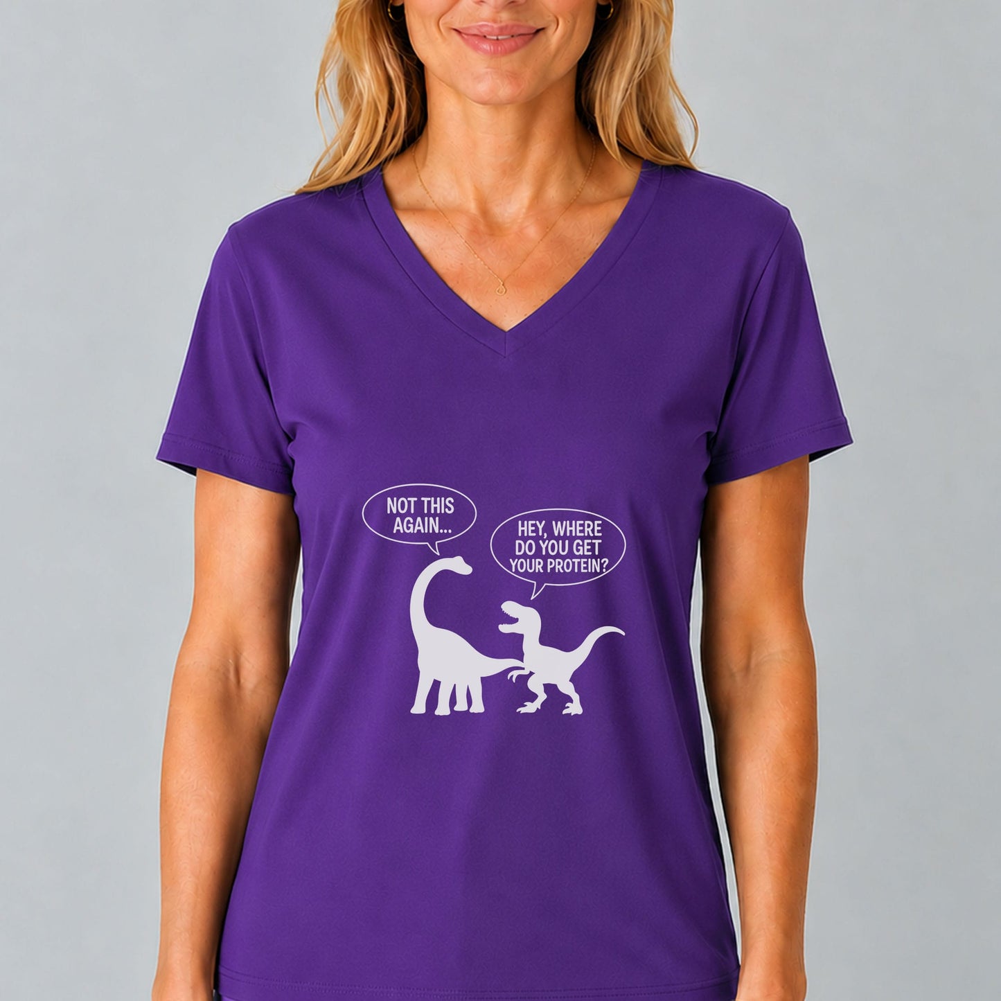 Dinosaur Protein Joke V-Neck T-Shirt