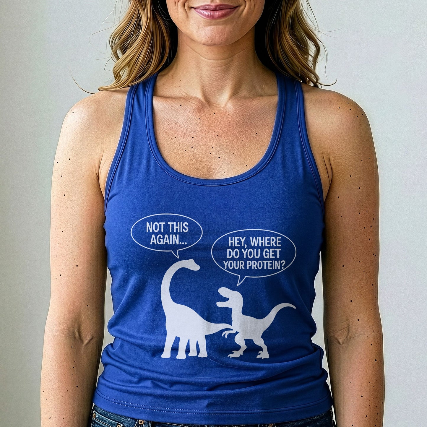 Where Do You Get Protein Tank Top Funny Vegan Dino Shirt