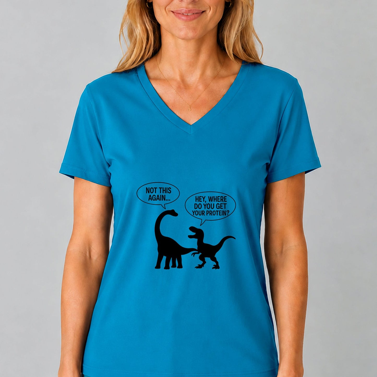 Dinosaur Protein Joke V-Neck T-Shirt
