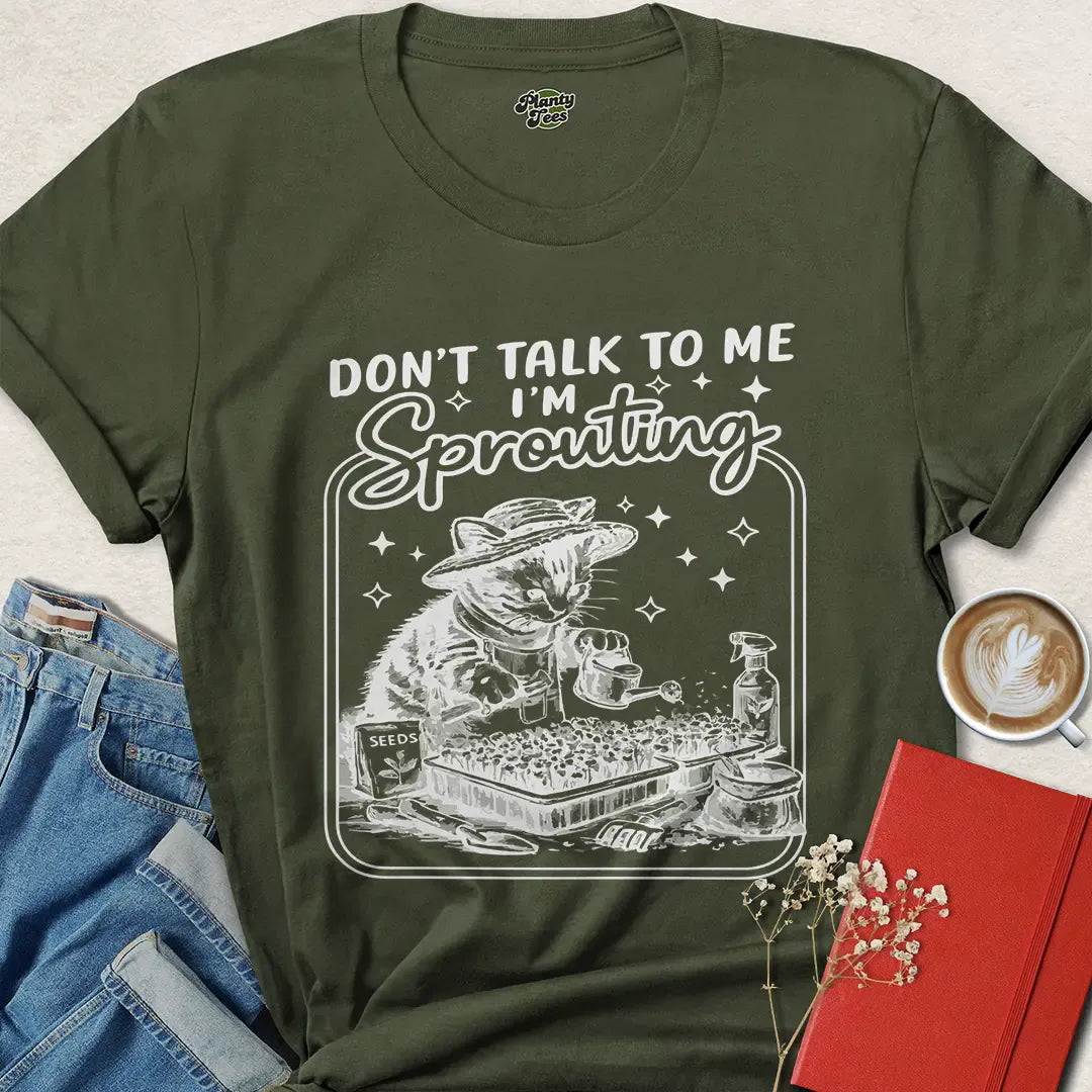 Funny Vegan Sprouting Cat Shirt – Cute Plant Lover Tee