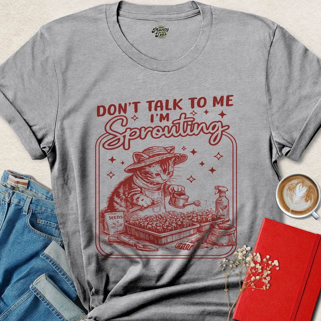 Funny Vegan Sprouting Cat Shirt – Cute Plant Lover Tee