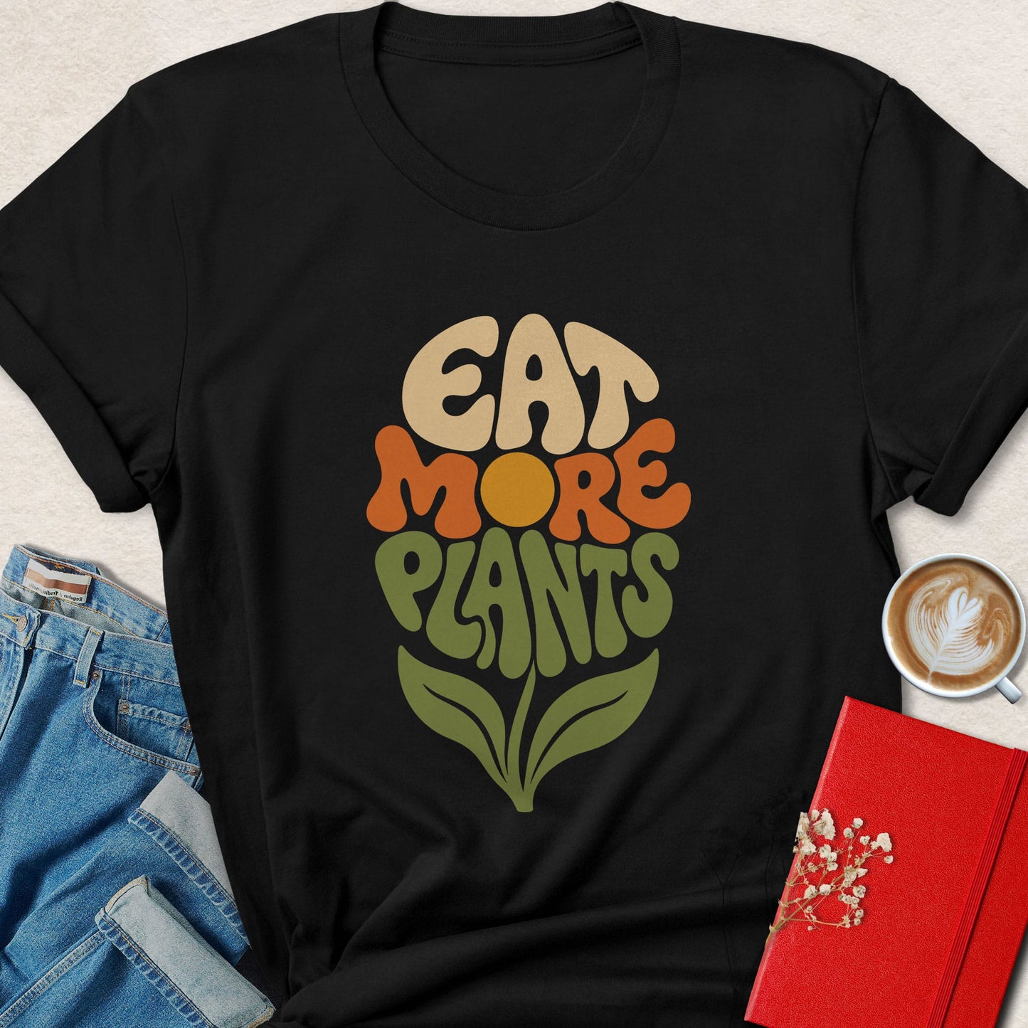 Eat More Plants Retro Flower T-Shirt