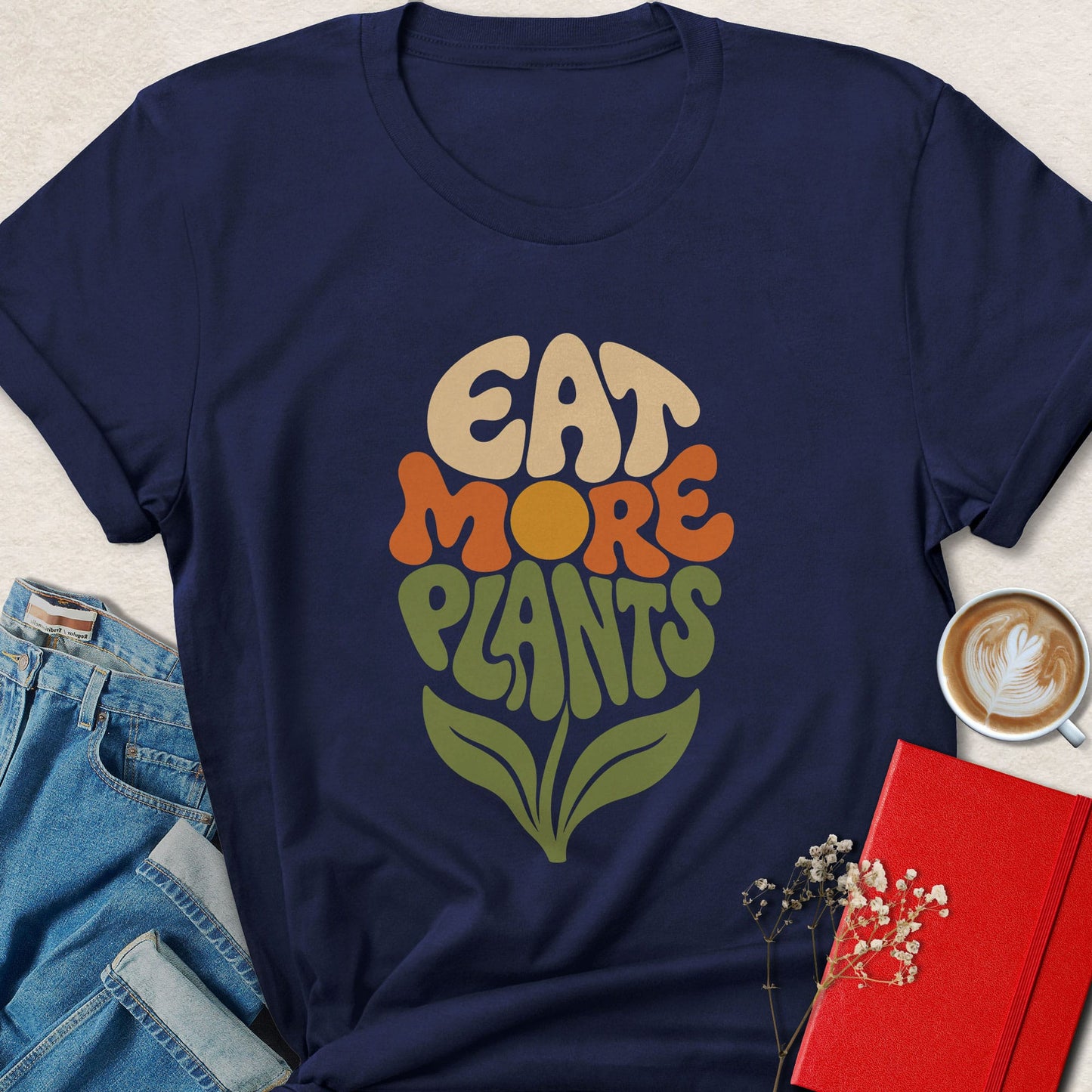 Eat More Plants Retro Flower T-Shirt