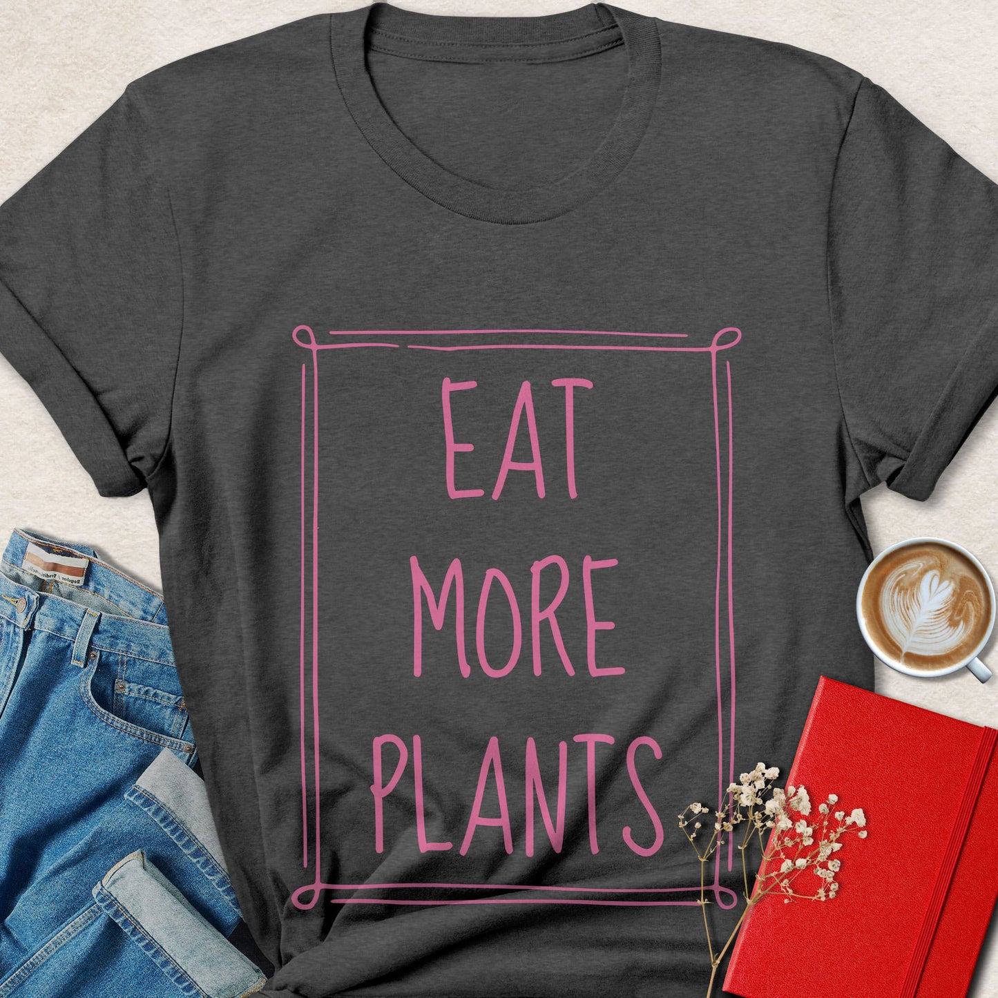 Eat More Plants Framed Typography T-Shirt