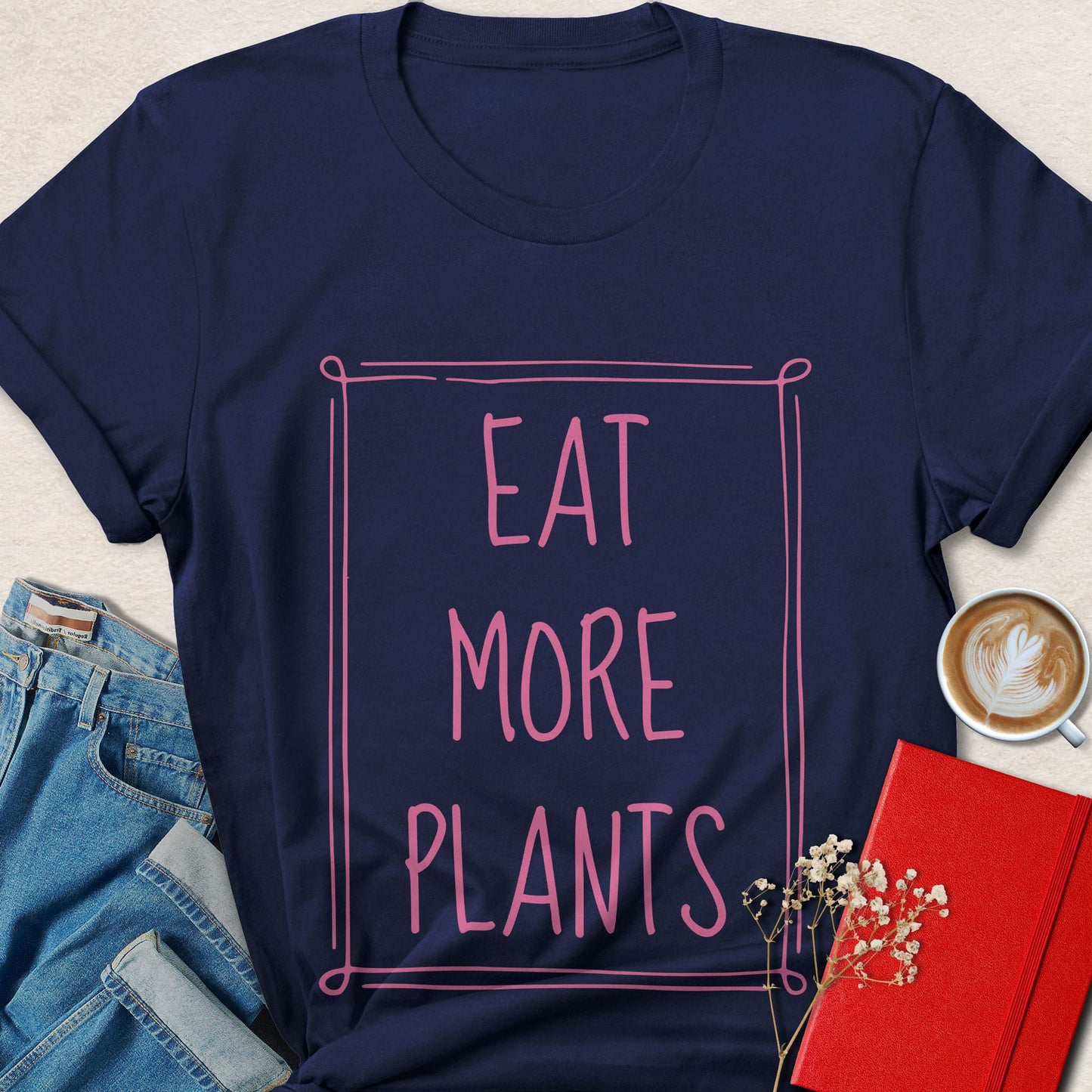 Eat More Plants Framed Typography T-Shirt