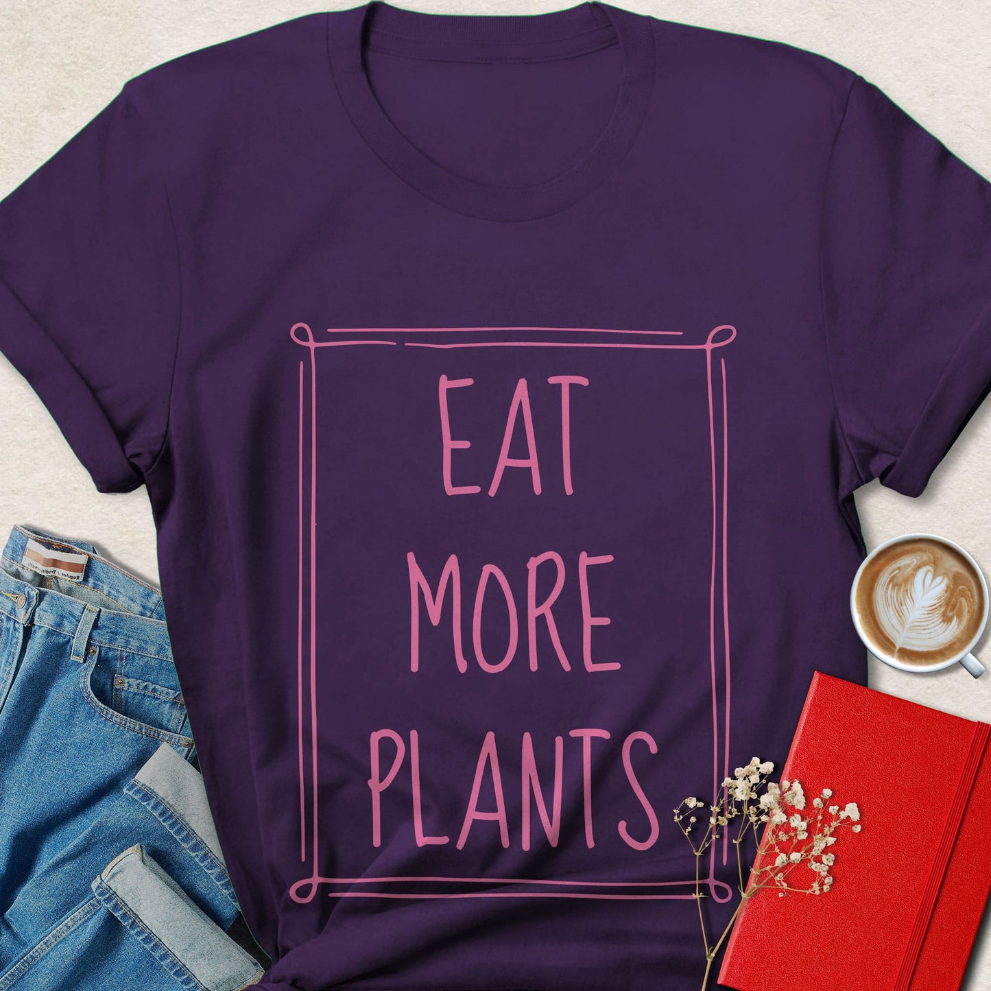 Eat More Plants Framed Typography T-Shirt
