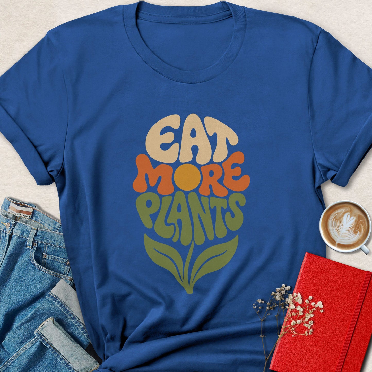 Eat More Plants Retro Flower T-Shirt
