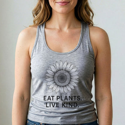 Eat Plants Live Kind Tank Top Vegan Sunflower Shirt