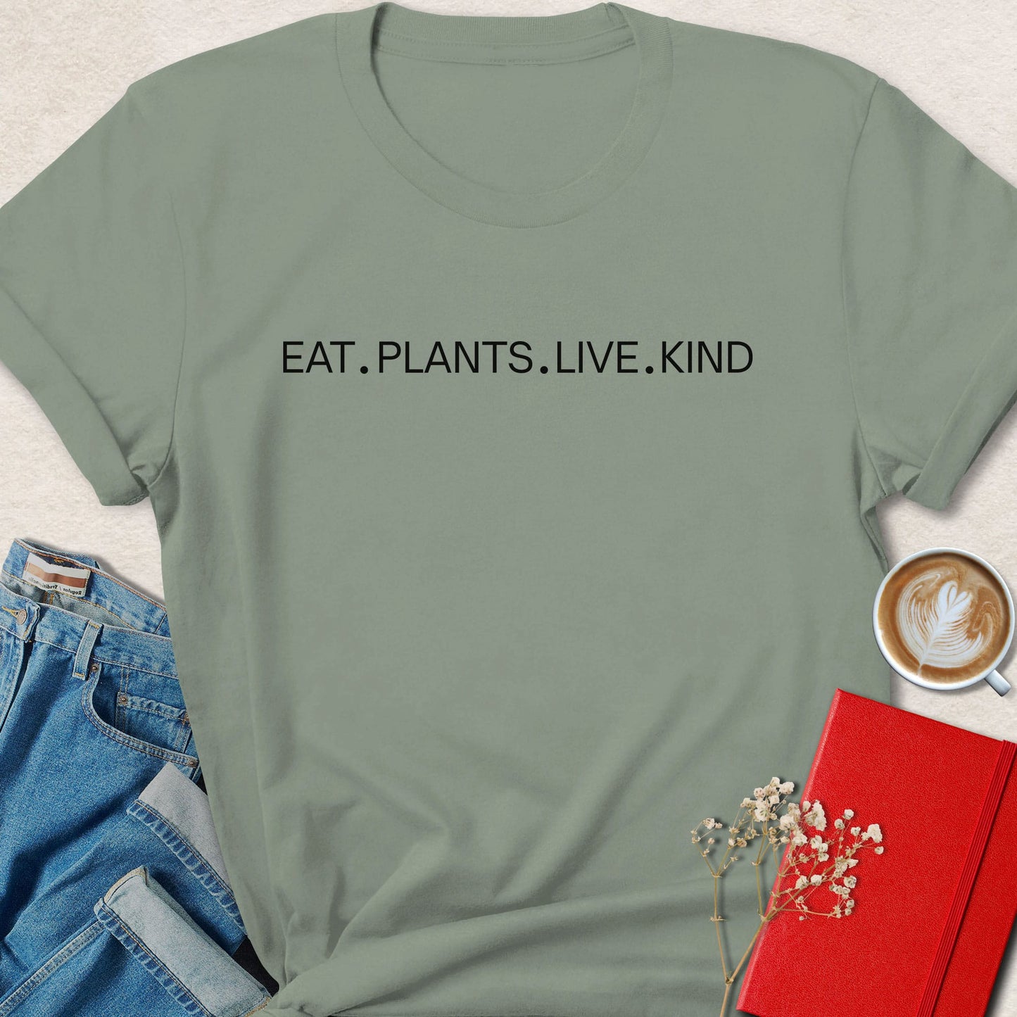 Minimalist Eat Plants Live Kind Vegan T-Shirt
