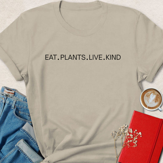 Minimalist Eat Plants Live Kind Vegan T-Shirt