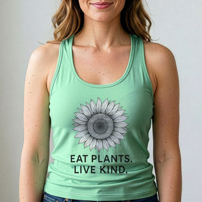 Eat Plants Live Kind Tank Top Vegan Sunflower Shirt