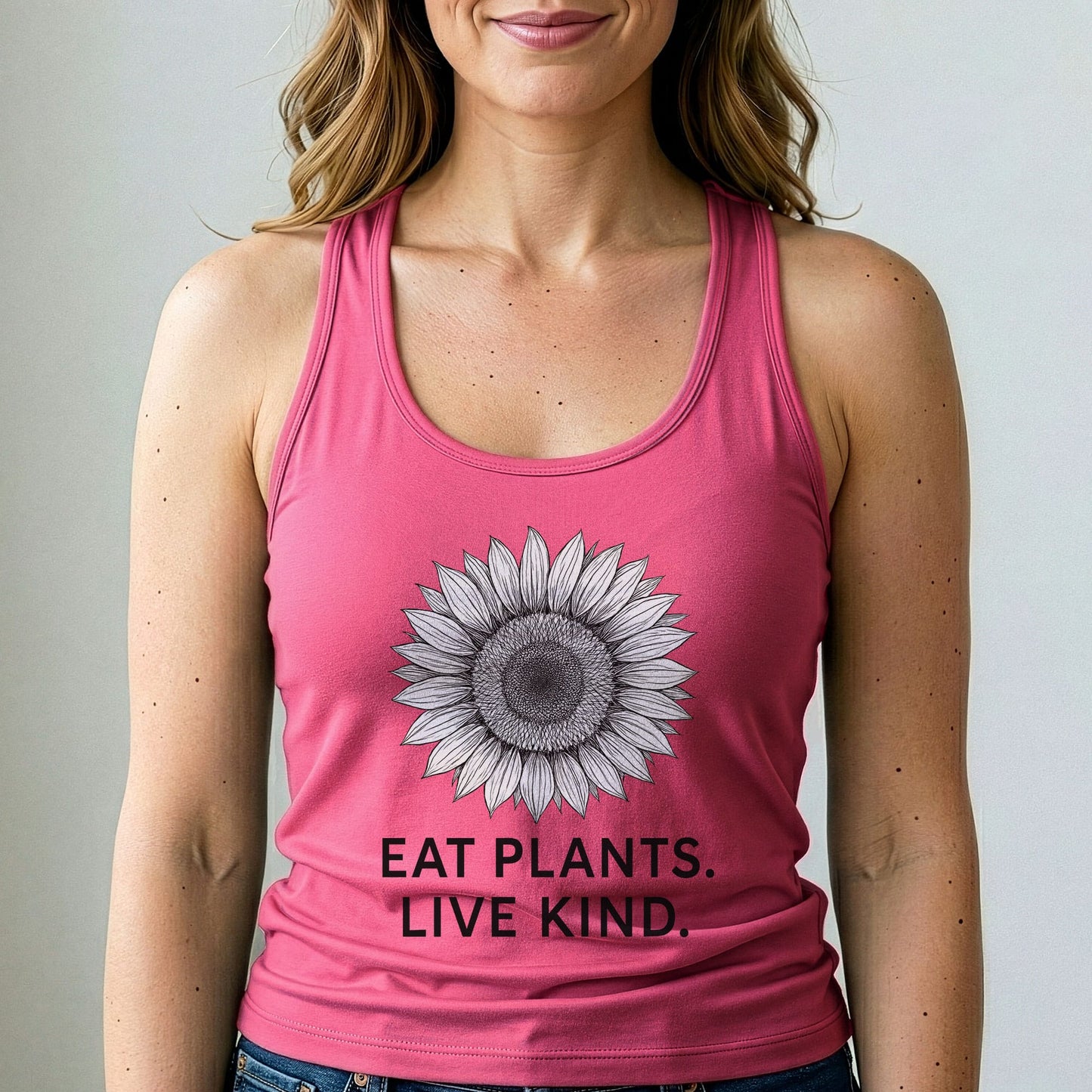 Eat Plants Live Kind Tank Top Vegan Sunflower Shirt