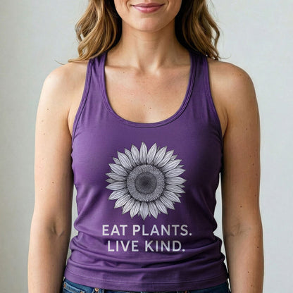 Eat Plants Live Kind Tank Top Vegan Sunflower Shirt