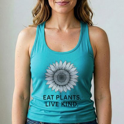 Eat Plants Live Kind Tank Top Vegan Sunflower Shirt