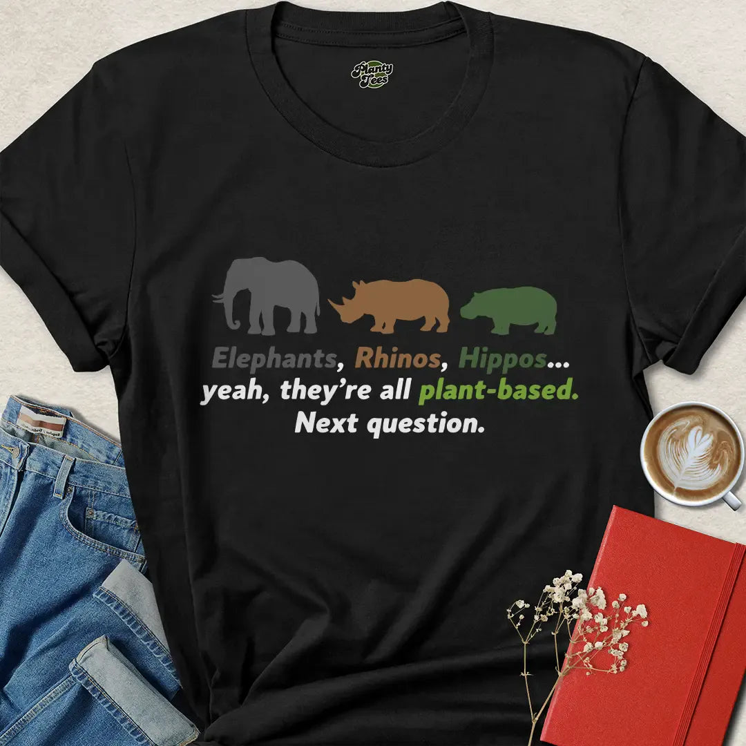 Plant-Based Animal Shirt – Funny Vegan Strength Tee with Elephants