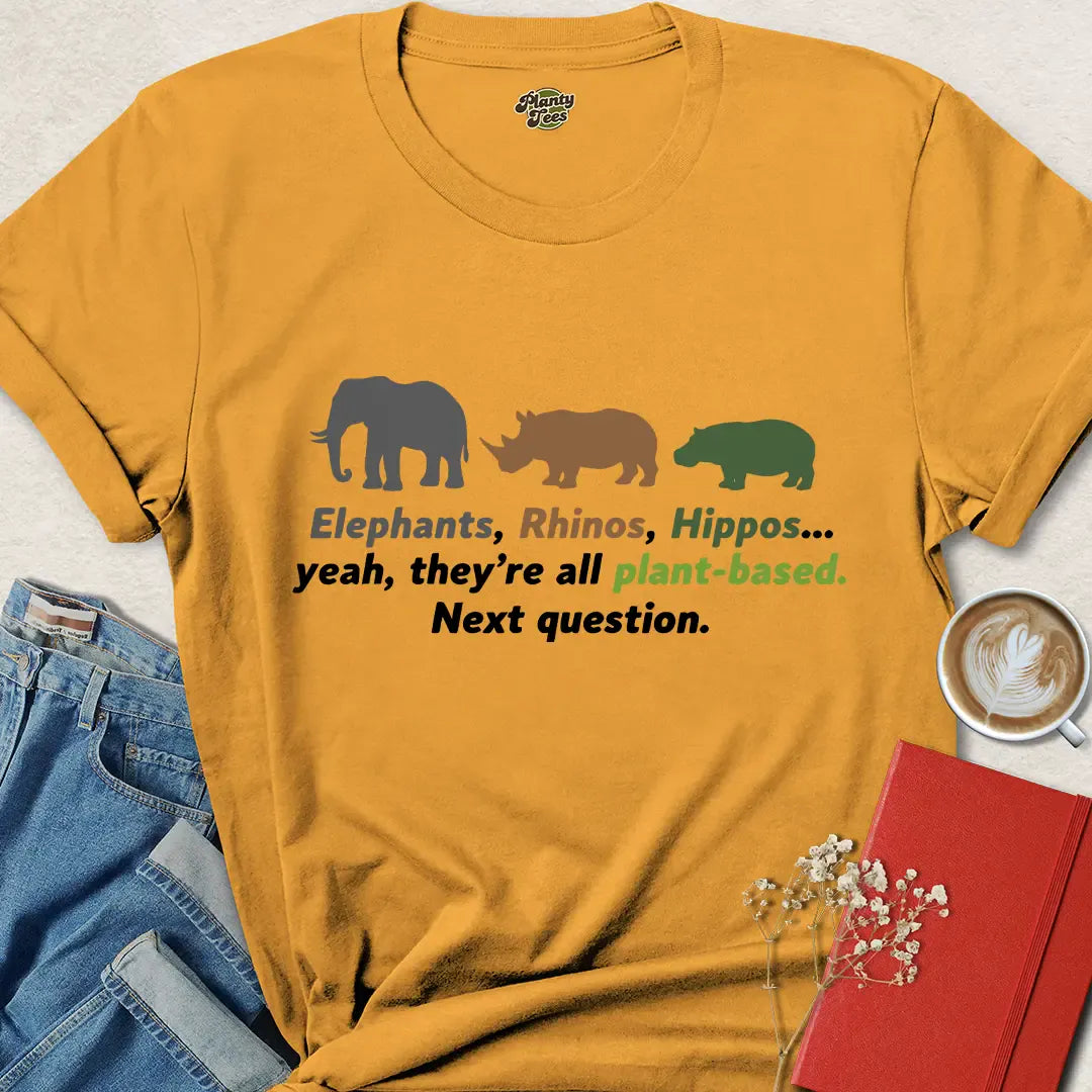 Plant-Based Animal Shirt – Funny Vegan Strength Tee with Elephants
