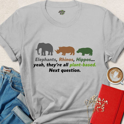 Plant-Based Animal Shirt – Funny Vegan Strength Tee with Elephants
