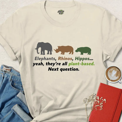 Plant-Based Animal Shirt – Funny Vegan Strength Tee with Elephants