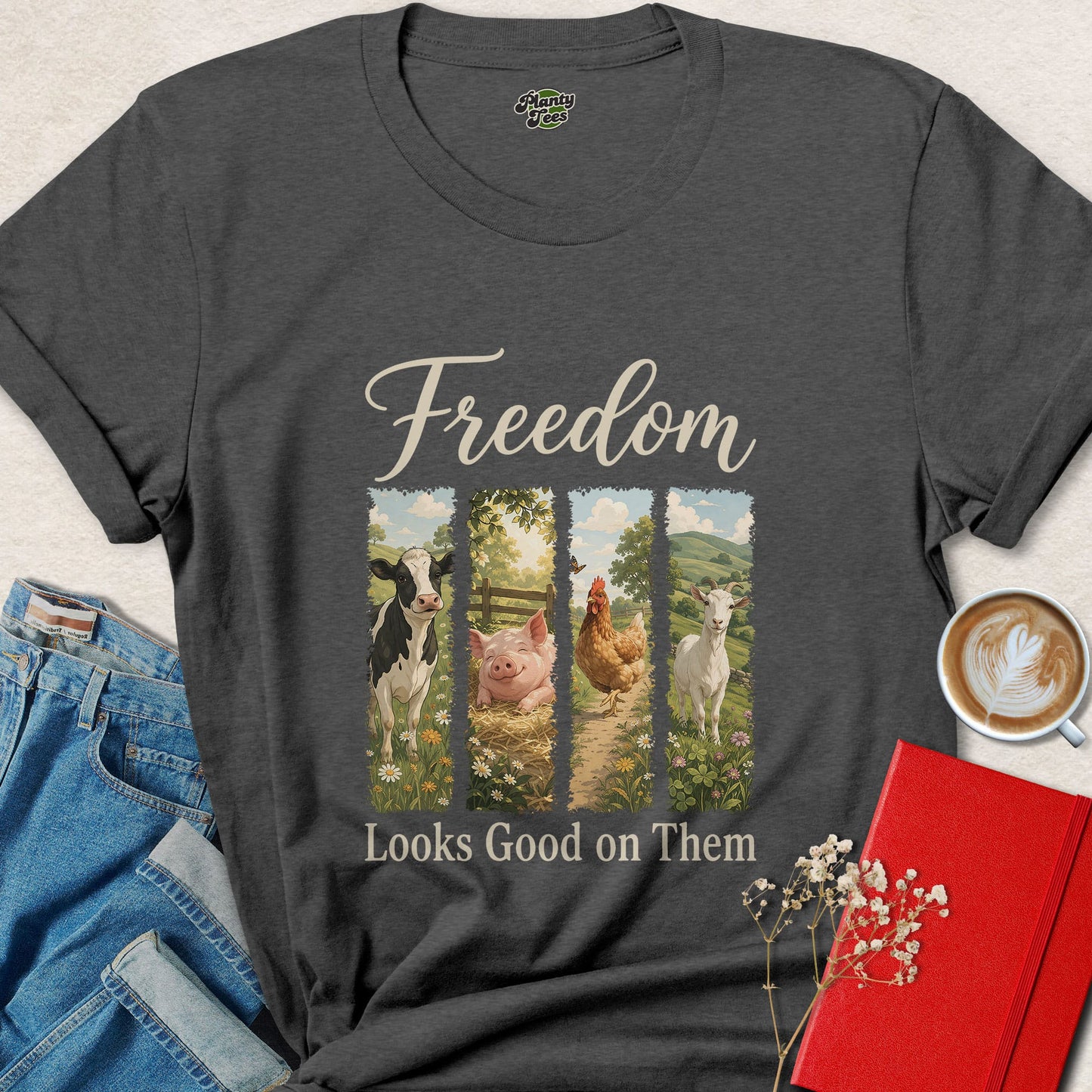 Freedom Looks Good on Them Vegan Animal Rights Shirt