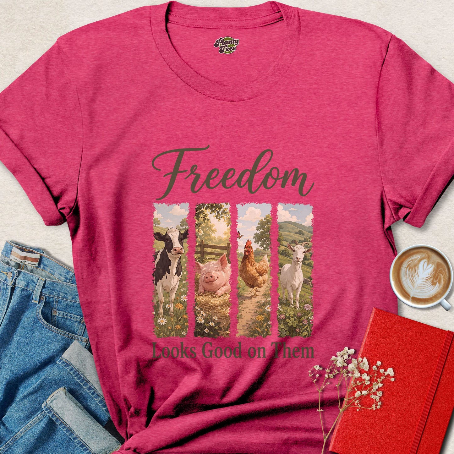 Freedom Looks Good on Them Vegan Animal Rights Shirt