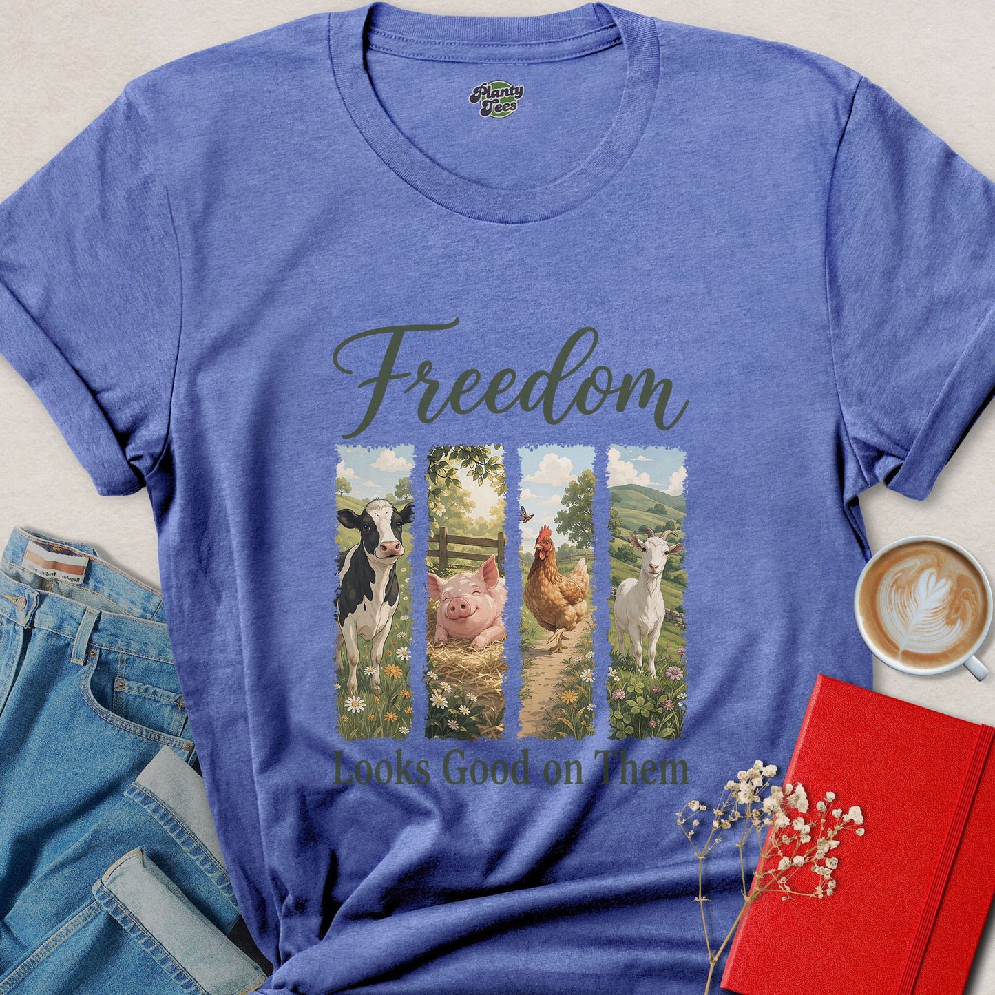 Freedom Looks Good on Them Vegan Animal Rights Shirt