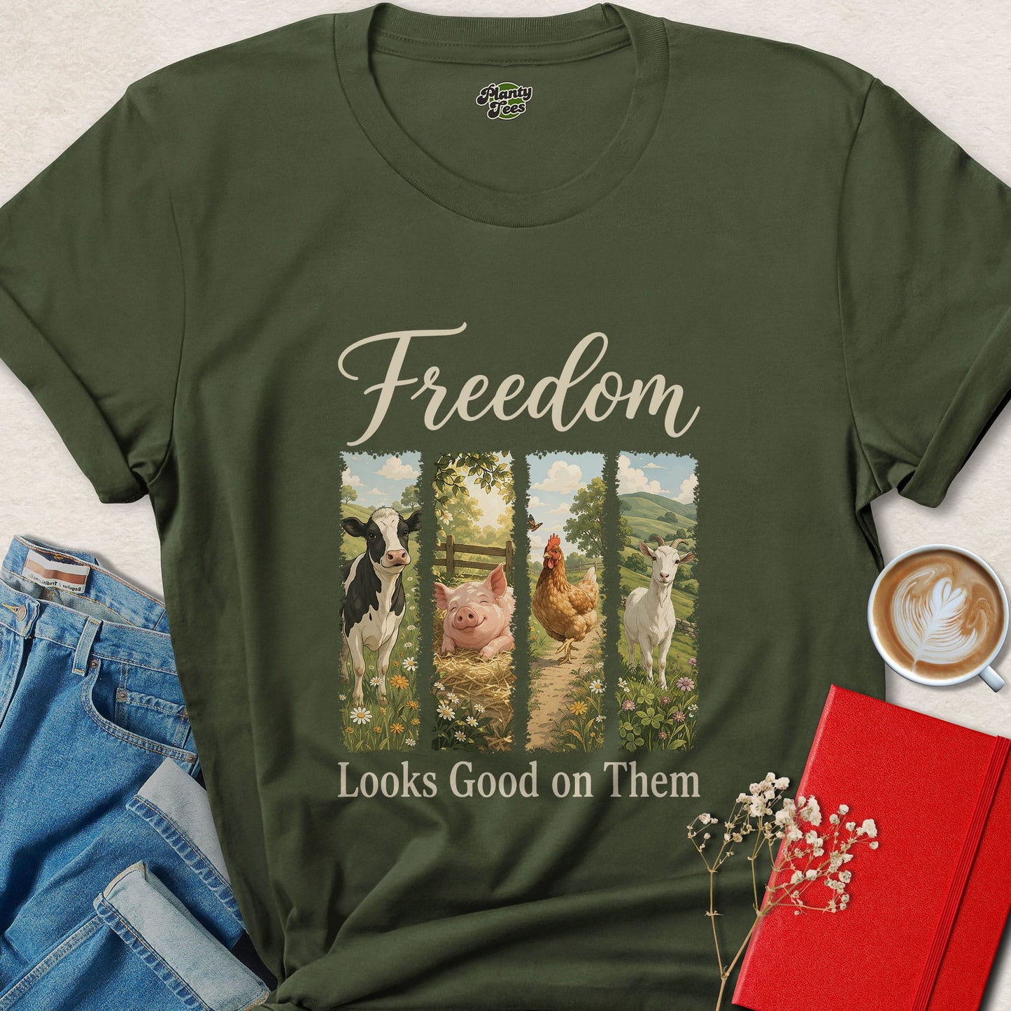 Freedom Looks Good on Them Vegan Animal Rights Shirt