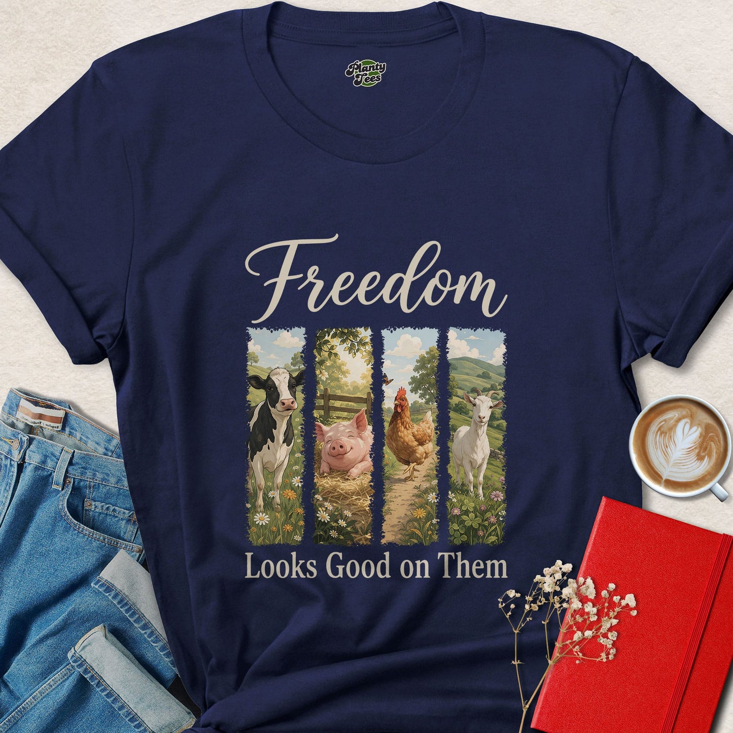 Freedom Looks Good on Them Vegan Animal Rights Shirt