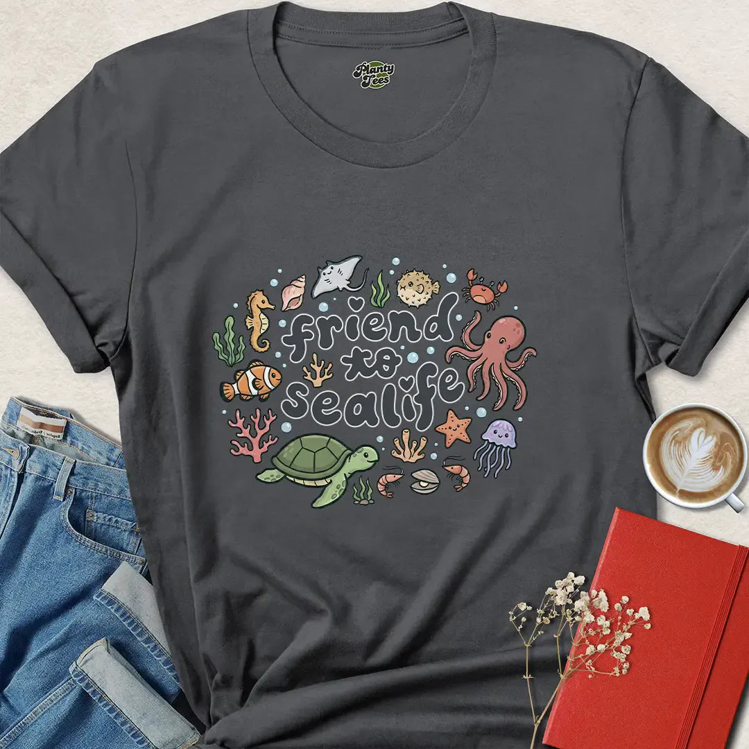 Friend to Sealife T-Shirt – Ocean Animal Rights Tee – Be Kind, Buy Now