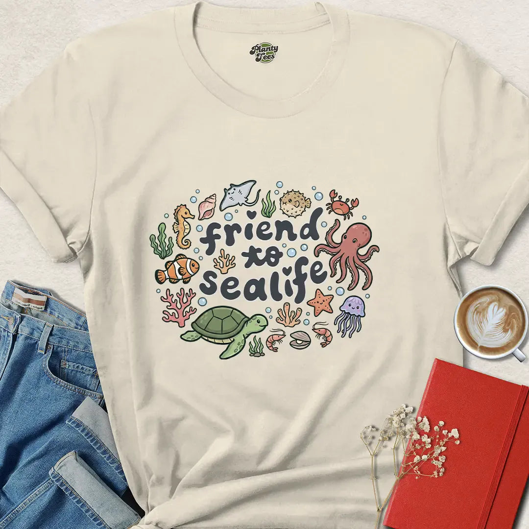 Friend to Sealife T-Shirt – Ocean Animal Rights Tee – Be Kind, Buy Now