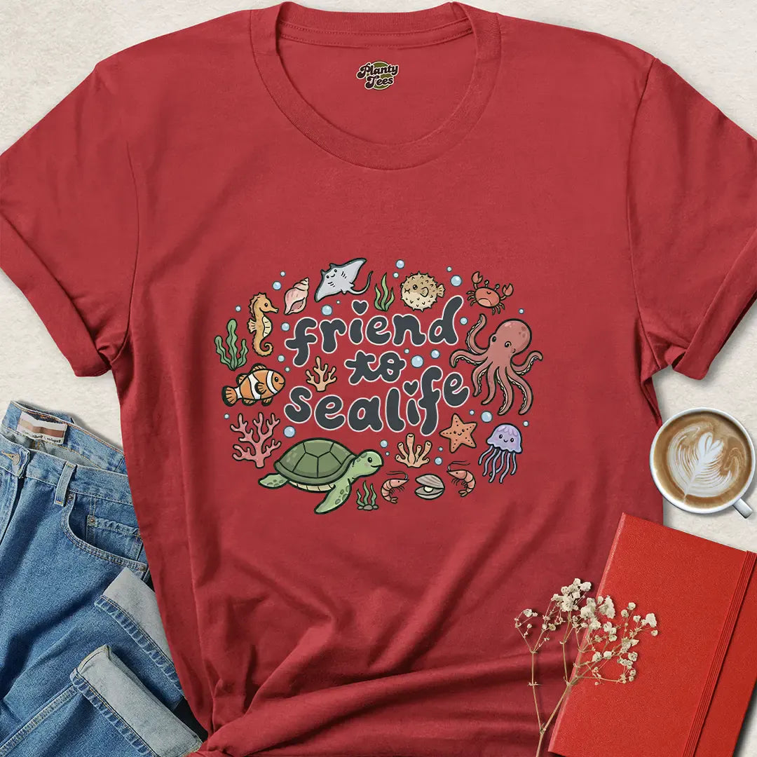 Friend to Sealife T-Shirt – Ocean Animal Rights Tee – Be Kind, Buy Now