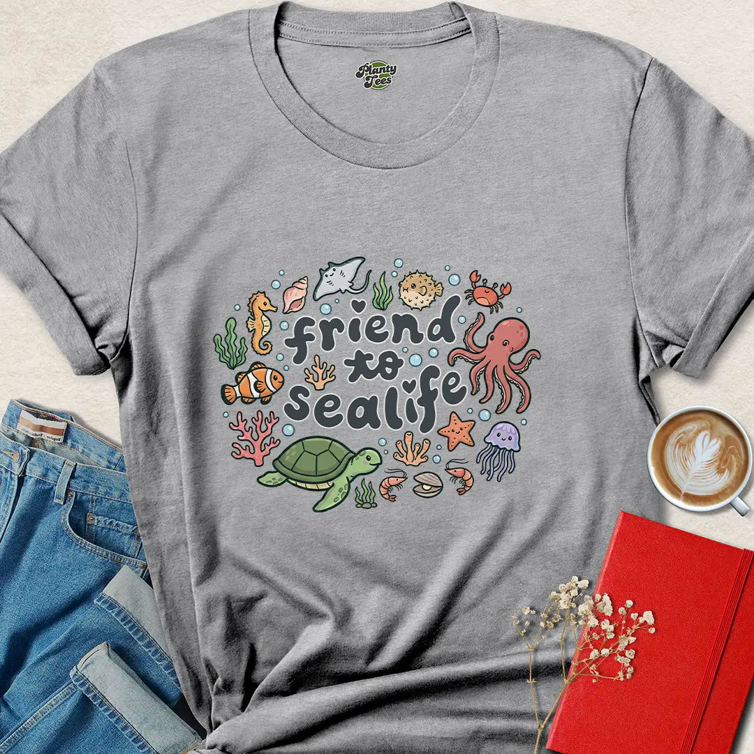 Friend to Sealife T-Shirt – Ocean Animal Rights Tee – Be Kind, Buy Now