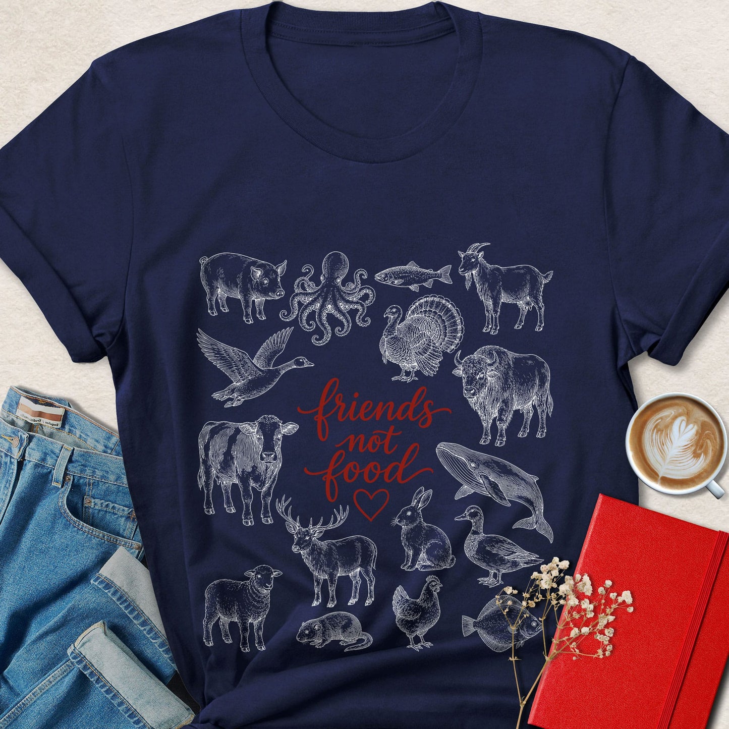Friends Not Food Animal Rights Vegan T-Shirt