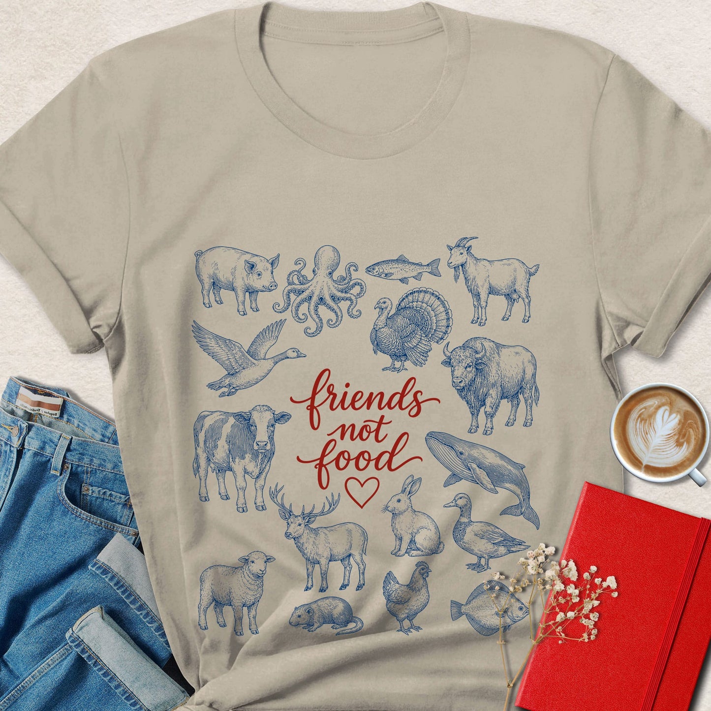 Friends Not Food Animal Rights Vegan T-Shirt