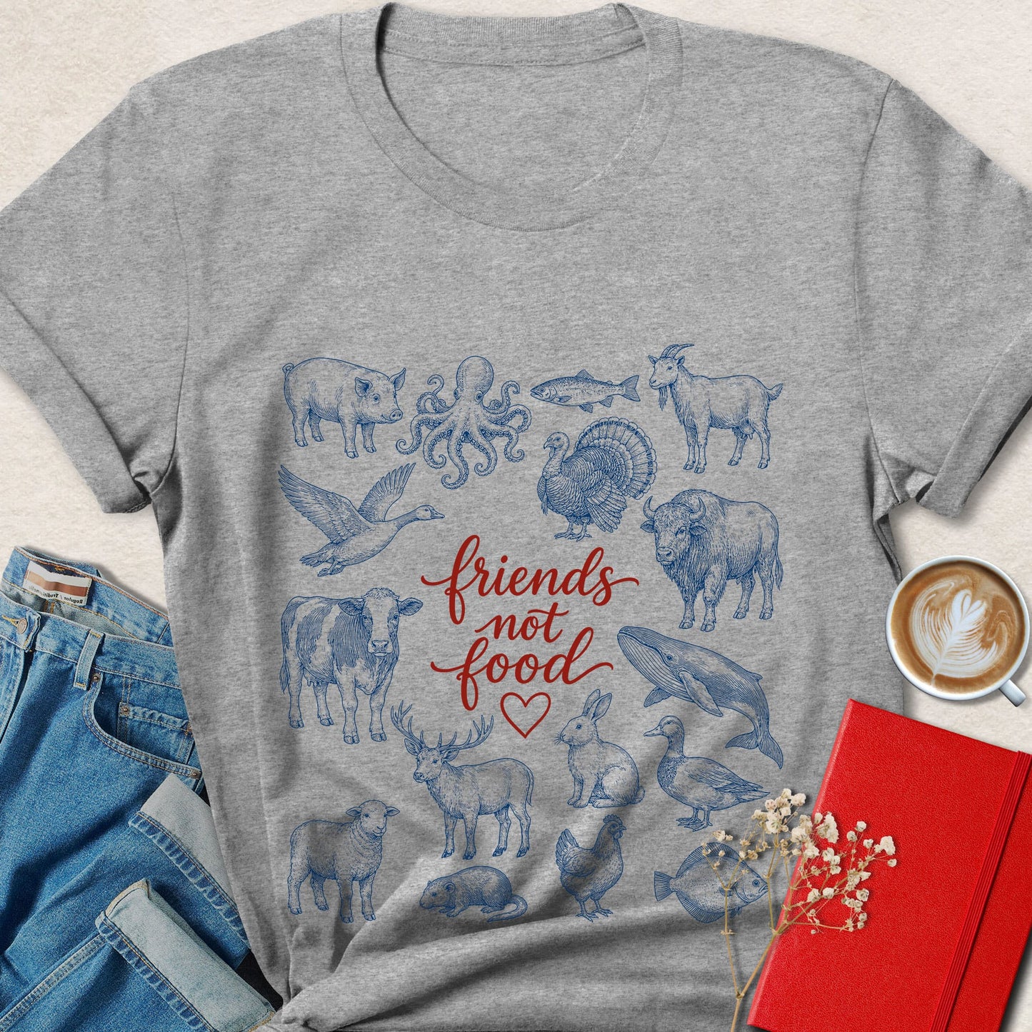 Friends Not Food Animal Rights Vegan T-Shirt