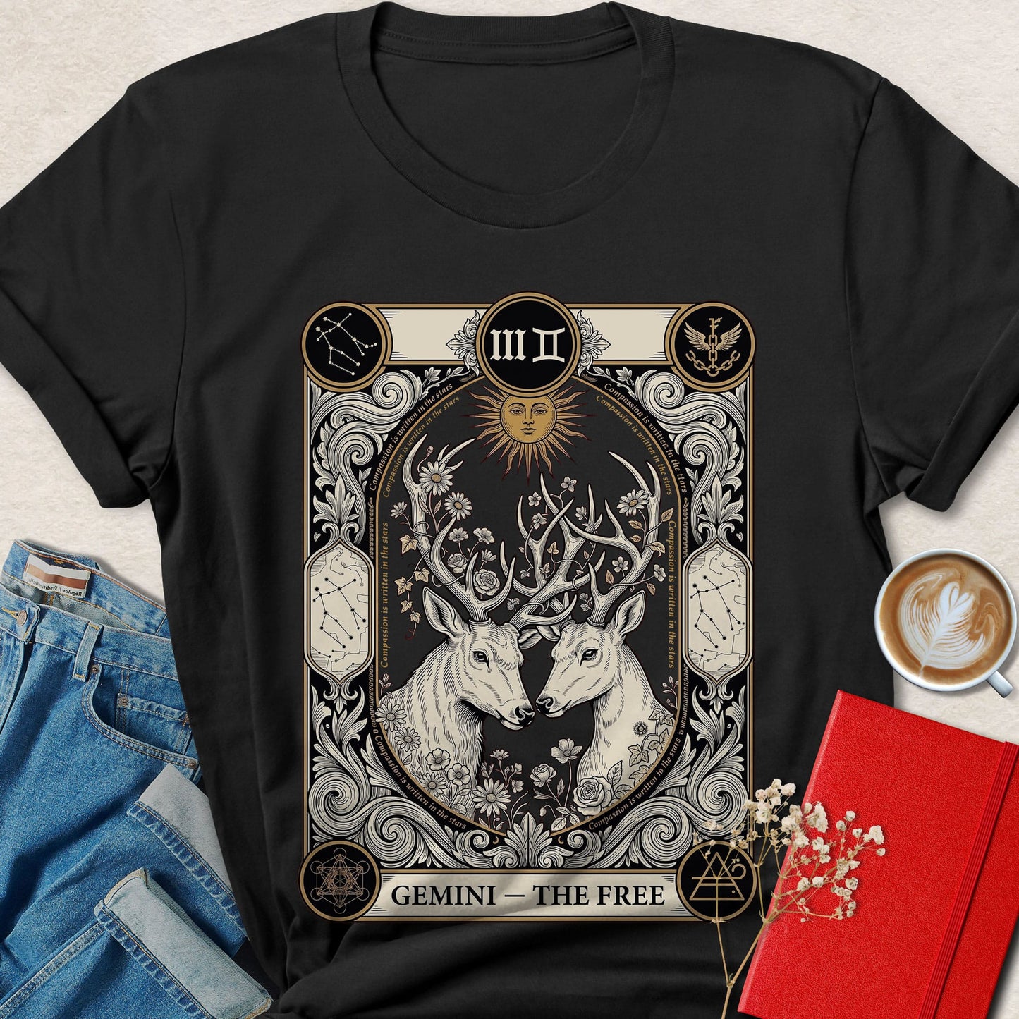 Gemini Tarot Vegan Shirt Zodiac Astrology Plant Based Tee