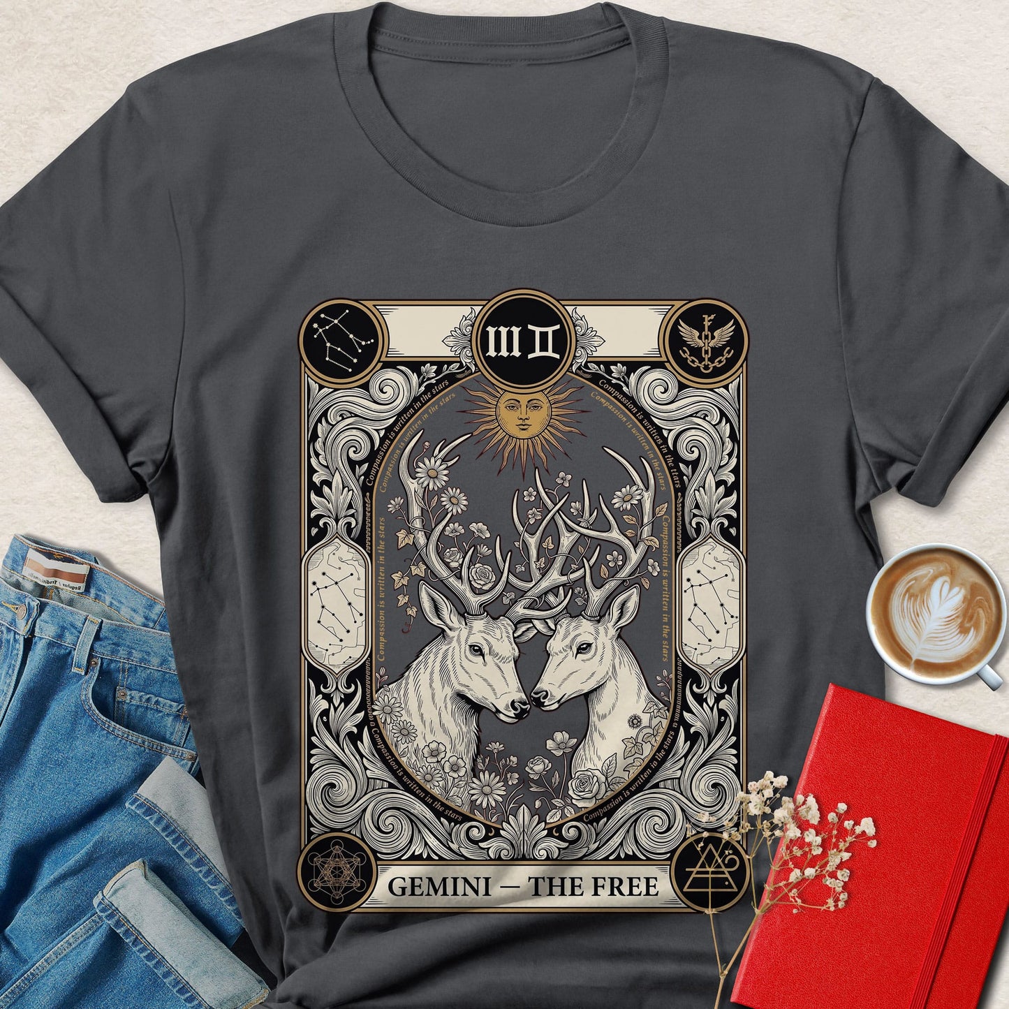 Gemini Tarot Vegan Shirt Zodiac Astrology Plant Based Tee