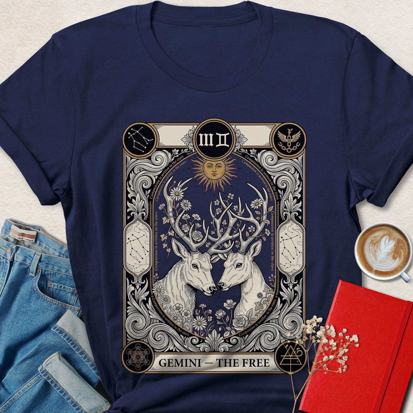 Gemini Tarot Vegan Shirt Zodiac Astrology Plant Based Tee