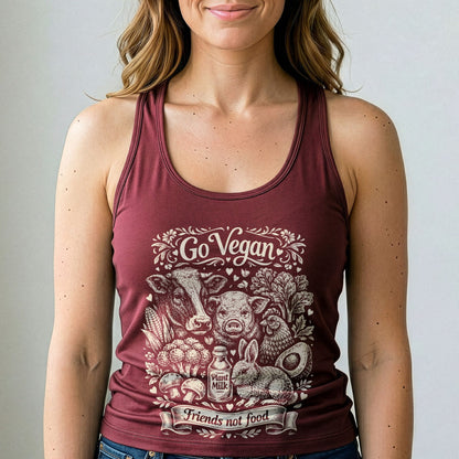Go Vegan Friends Not Food Tank Top Animal Rights Shirt