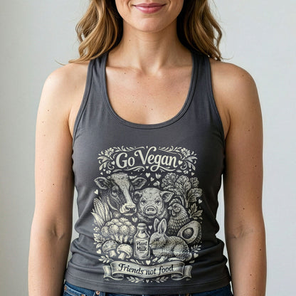 Go Vegan Friends Not Food Tank Top Animal Rights Shirt