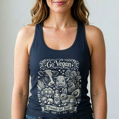 Go Vegan Friends Not Food Tank Top Animal Rights Shirt