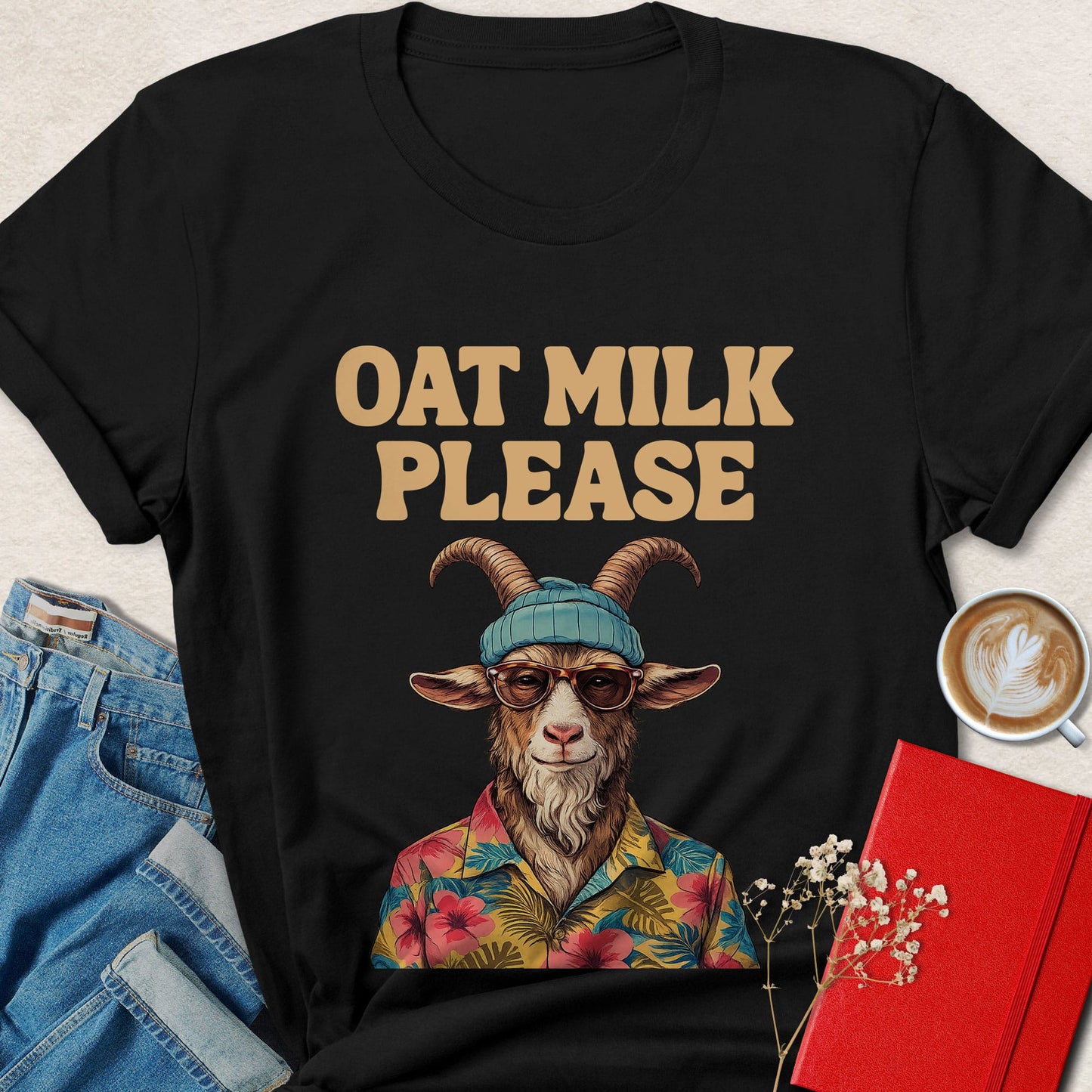 Oat Milk Please T-shirt | Funny Vegan Goat Graphic Tee