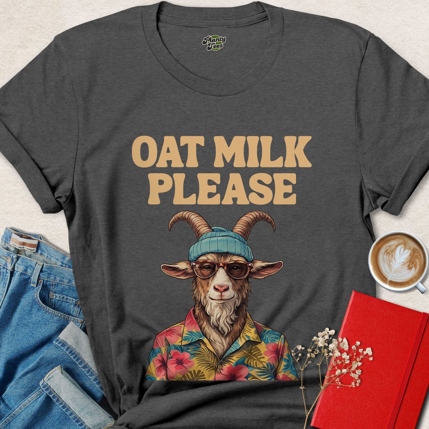 Oat Milk Please T-shirt | Funny Vegan Goat Graphic Tee