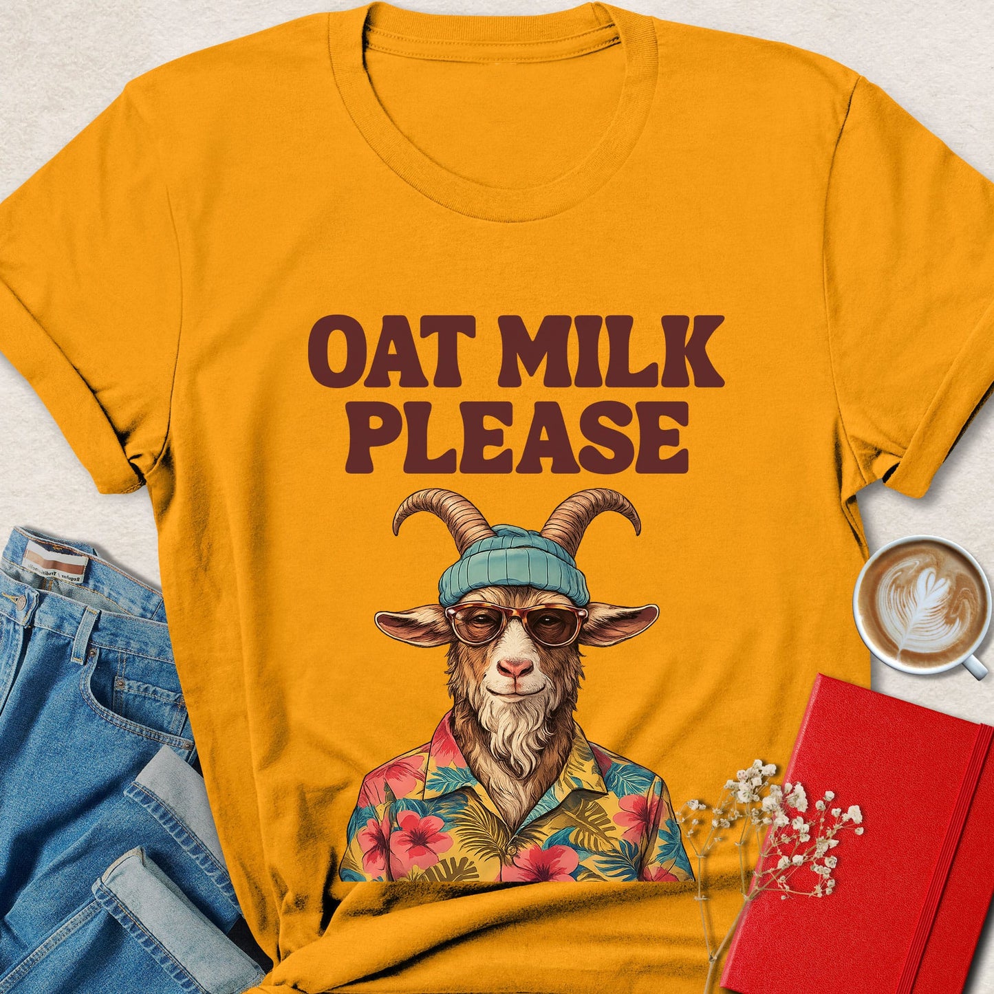 Oat Milk Please T-shirt | Funny Vegan Goat Graphic Tee
