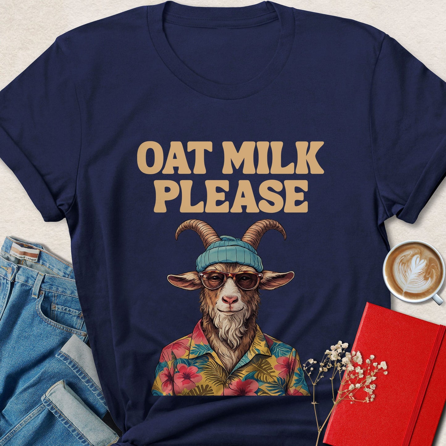 Oat Milk Please T-shirt | Funny Vegan Goat Graphic Tee
