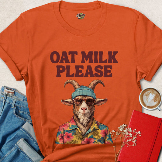 Oat Milk Please T-shirt | Funny Vegan Goat Graphic Tee