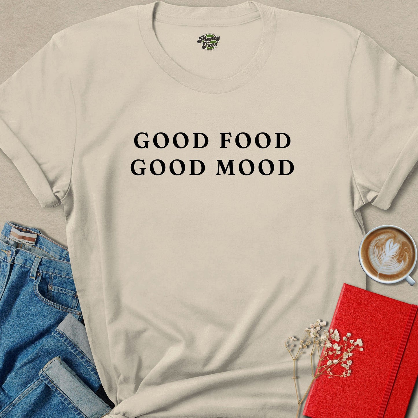 Good Food Good Mood Vegan Lifestyle Statement Tee