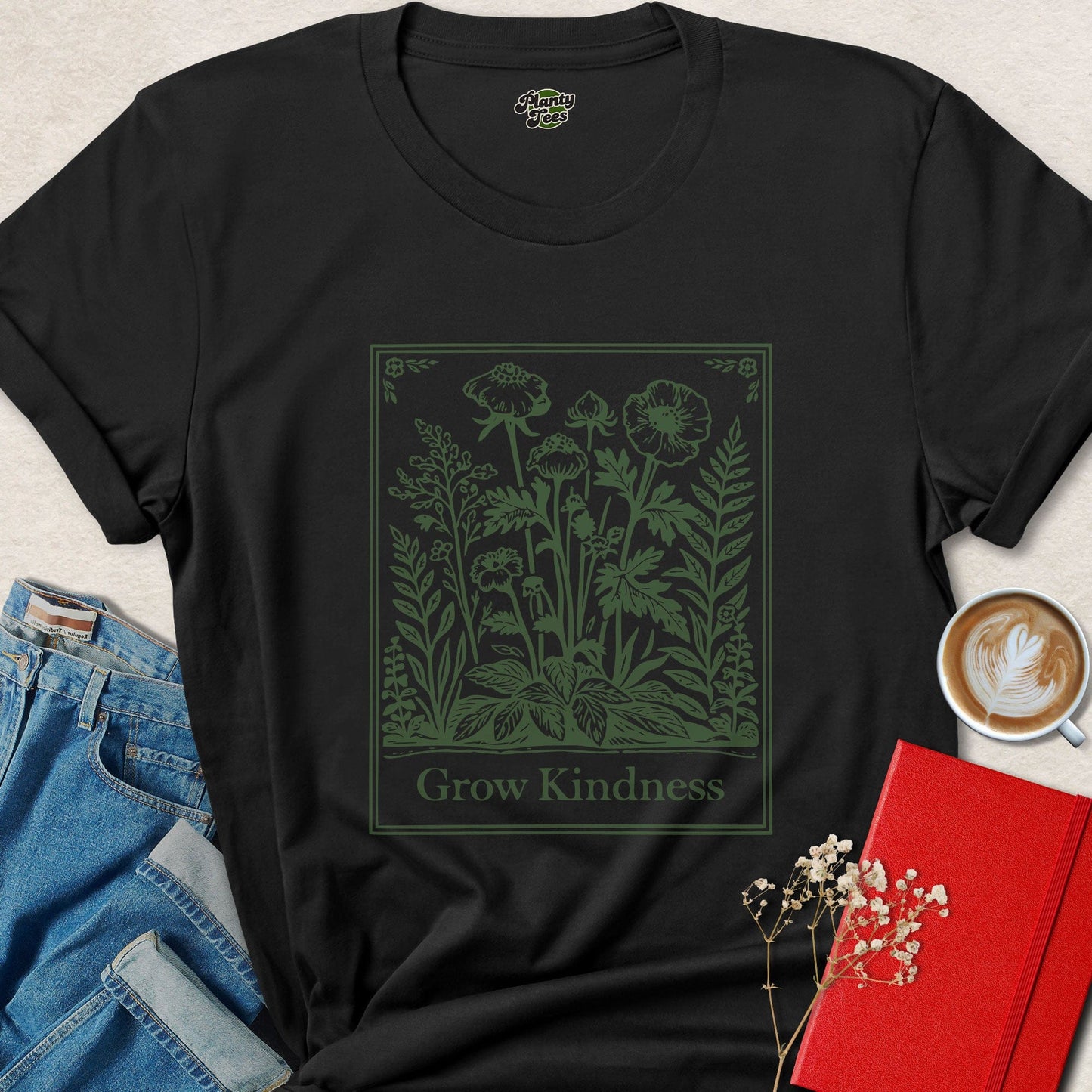 Grow Kindness Botanical Vegan Nature Graphic Tee